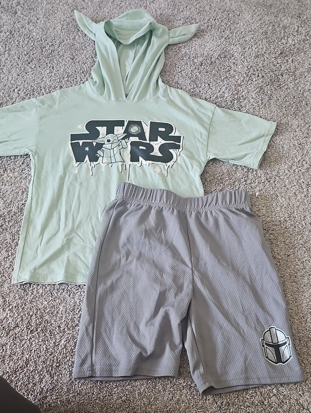 Star Wars Kids Matching Set - Mint Green Top & Gray Shorts